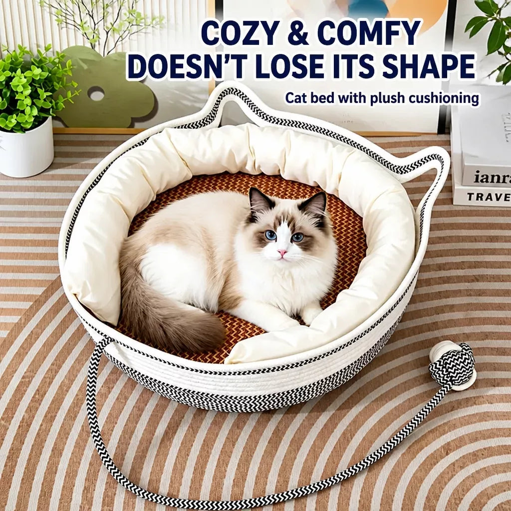 Cat Bed with Built-In Scratching Pad