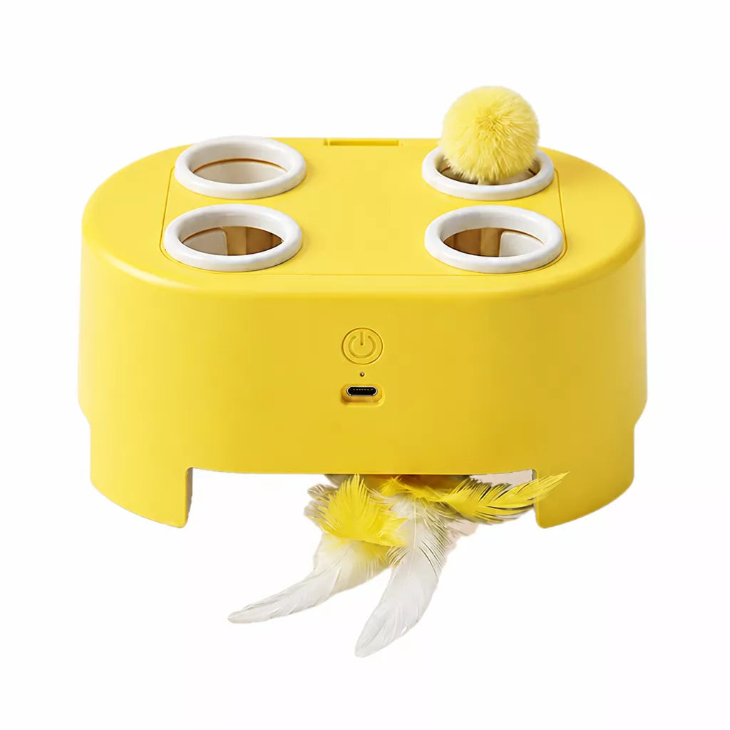 Interactive Electric Cat Toy with Feather and Yarn Attachments