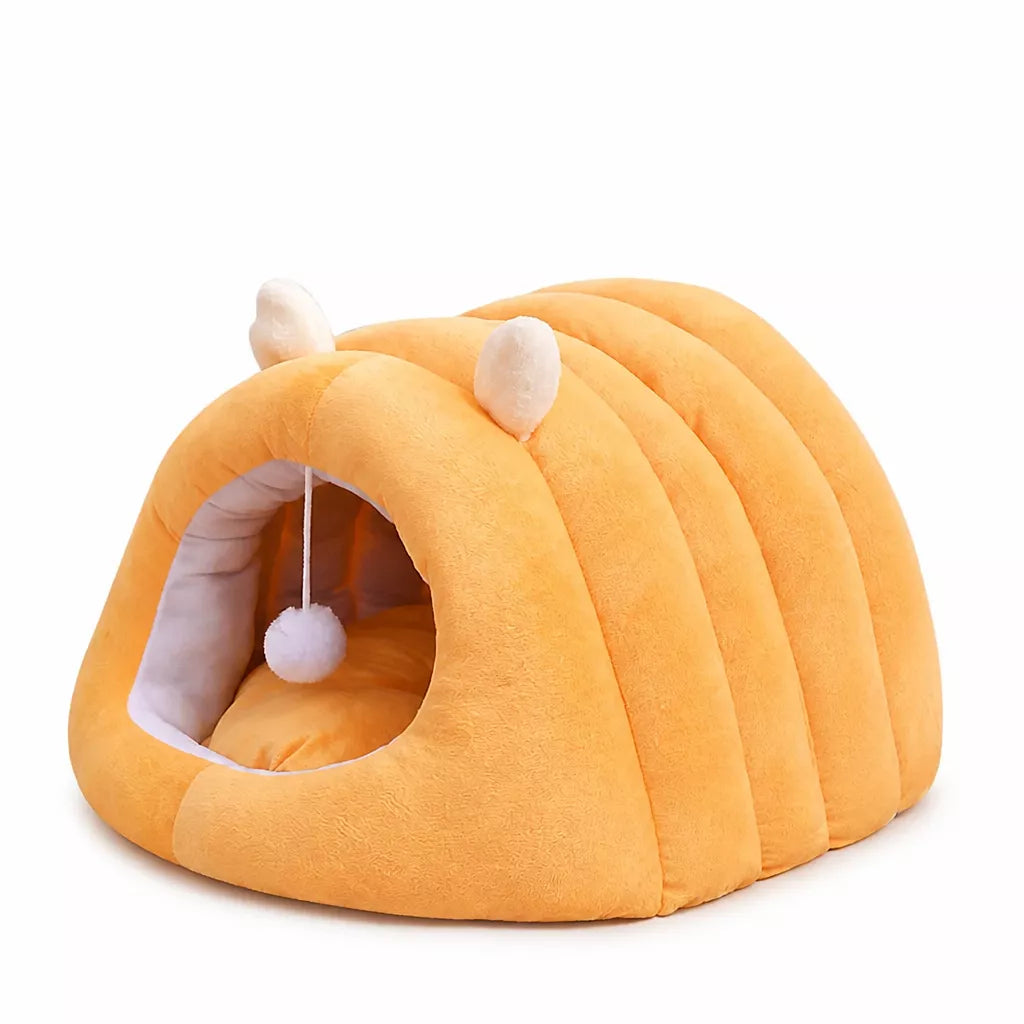 Semi-Enclosed Cat Bed with Tunnel-Style Hideaway