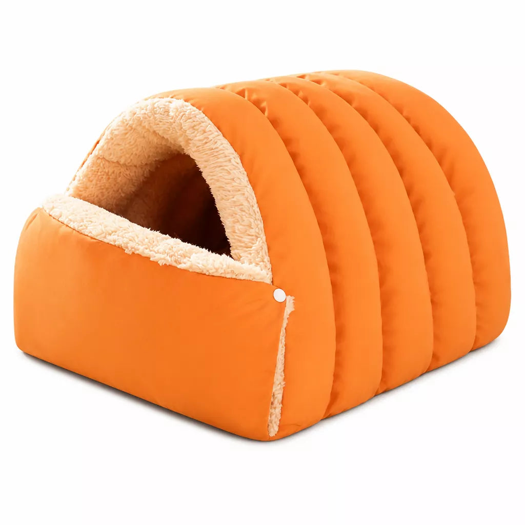 Enclosed Faux Fur Pet Bed for Cats and Small Dogs