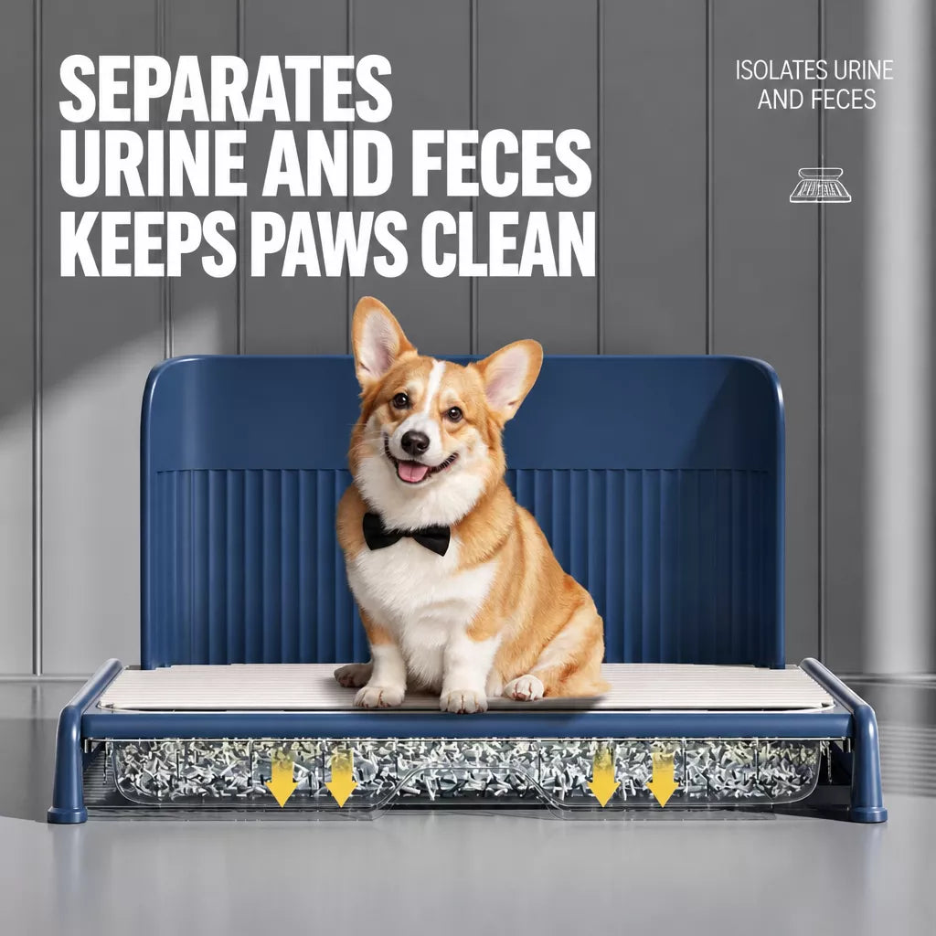 Dog Potty Tray with Back Wall, Wire Grid & Removable Drawer