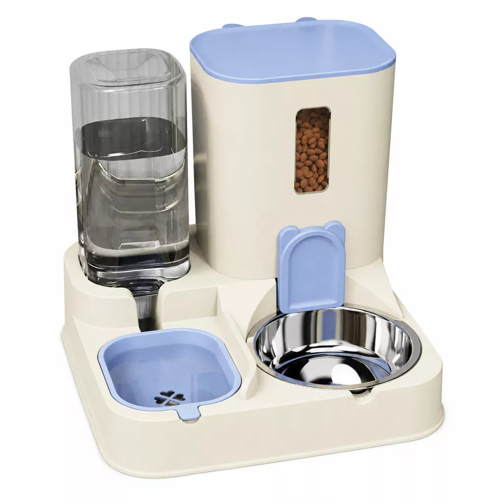 Automatic Pet Feeder with Dual Food and Water Bowls