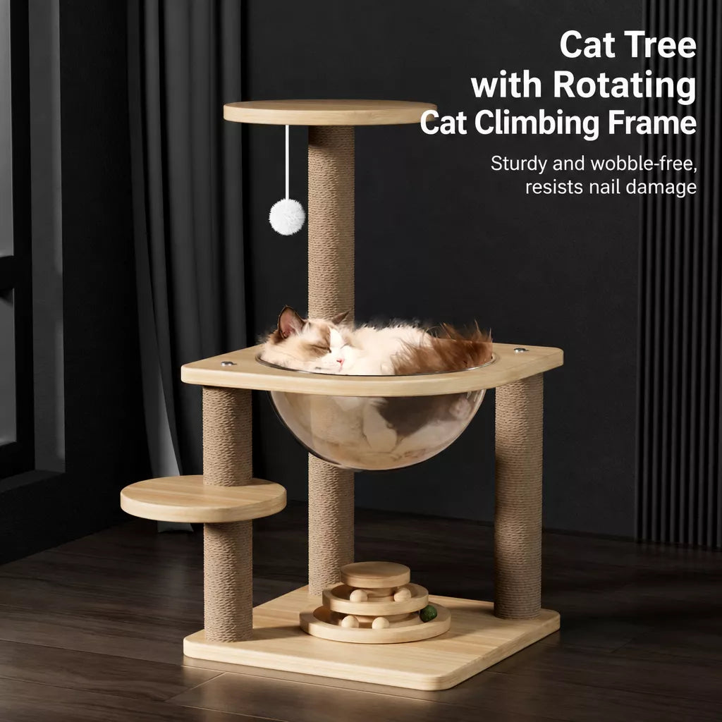 Cat Tree with Space Capsule Hideaway and Scratching Post