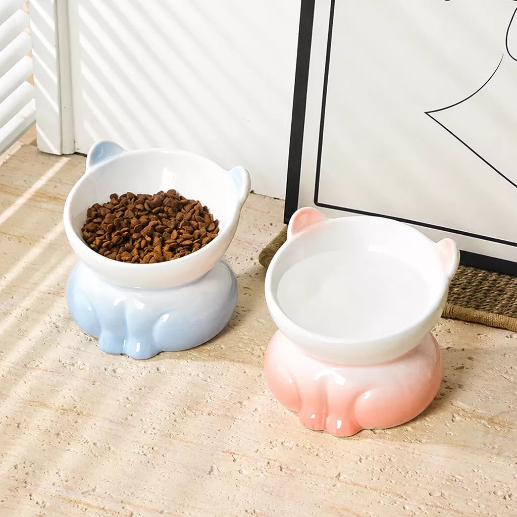 Elevated Ceramic Cat Food Bowl