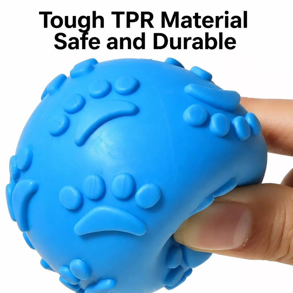 TPR Paw Print Squeaky Ball Dog Toy for Interactive Play