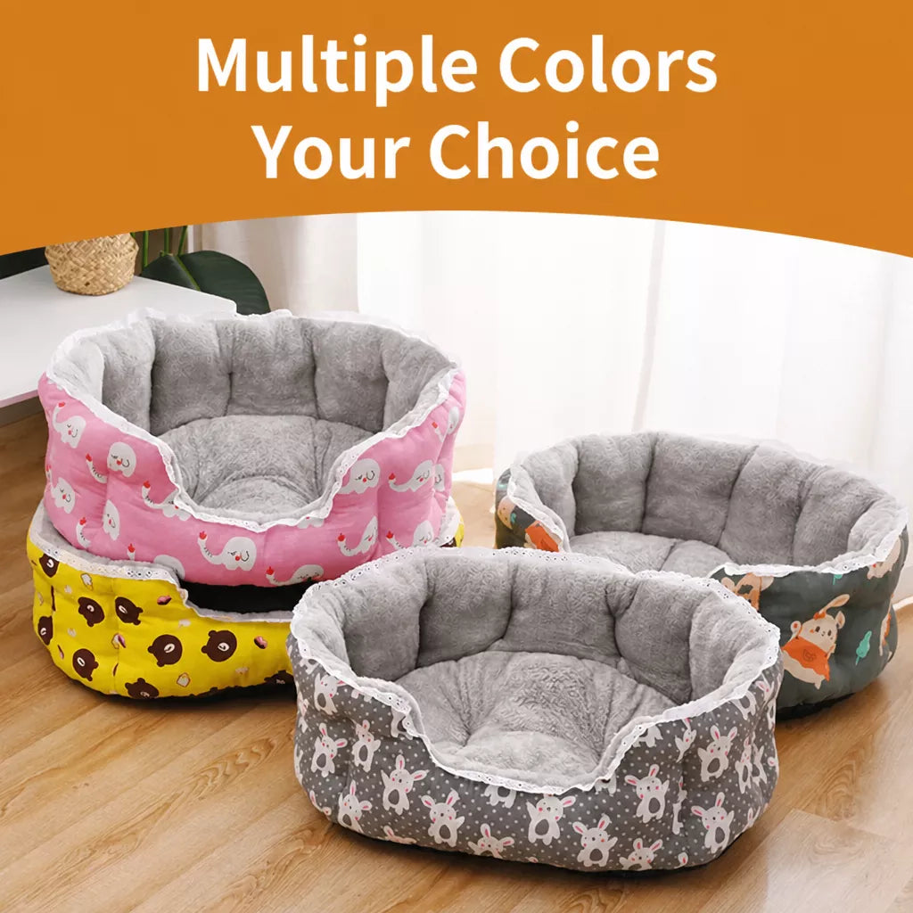 Semi-Enclosed Plush Sofa-Style Pet Bed for Cats and Small Dogs