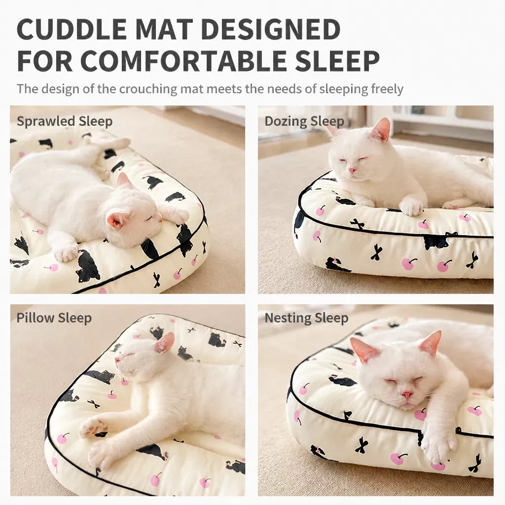 Washable Cotton-Linen Pet Bed Mat for Dogs and Cats