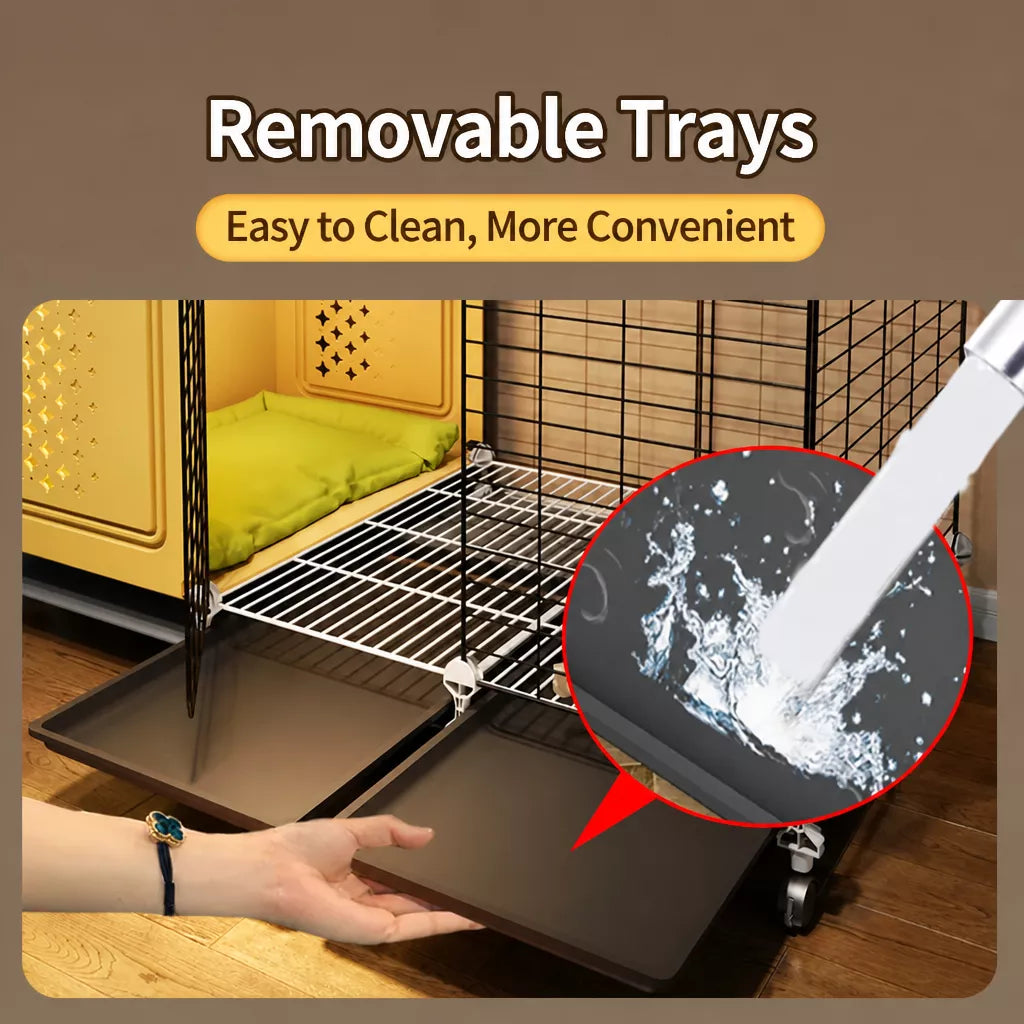Elevated Indoor Dog Kennel with Separate Toilet Areas for Small Dogs