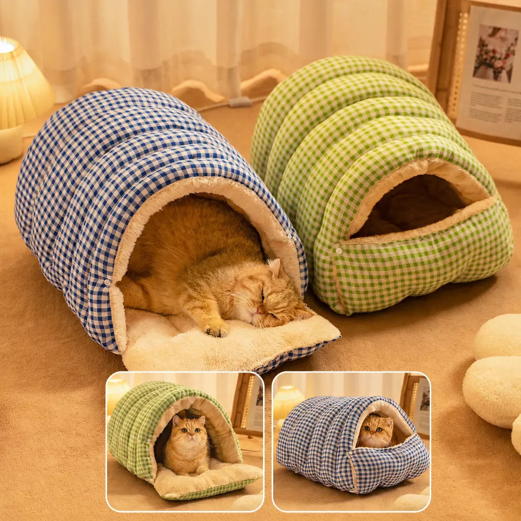 Semi-Enclosed Cat & Small Dog Bed with Removable, Washable Design