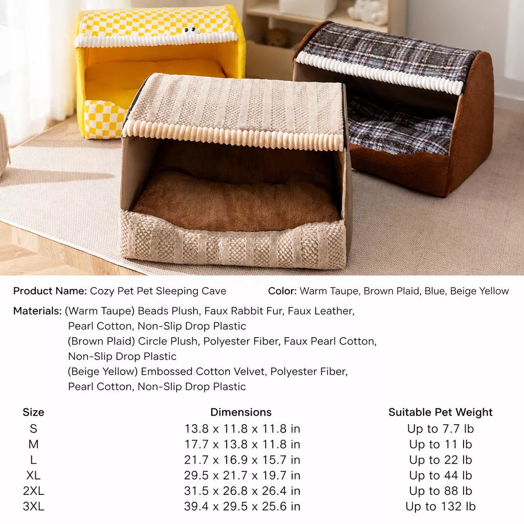 Covered Pet Bed for Dogs and Cats