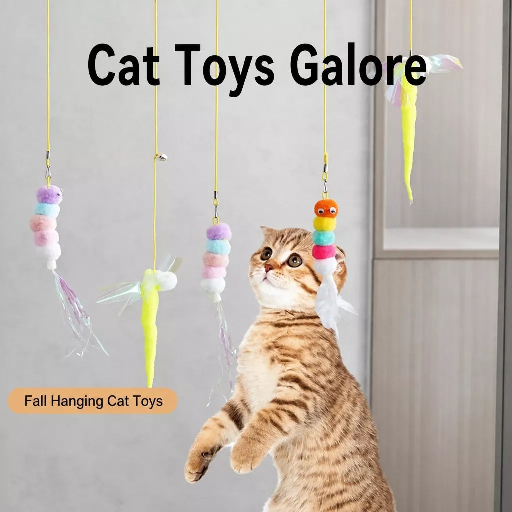 Door-Hanging Feather Cat Teaser Toy with Elastic Cord