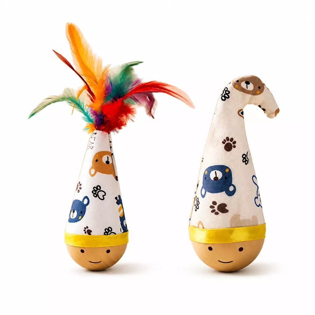 Wobble Cat Toy with Feather Teaser