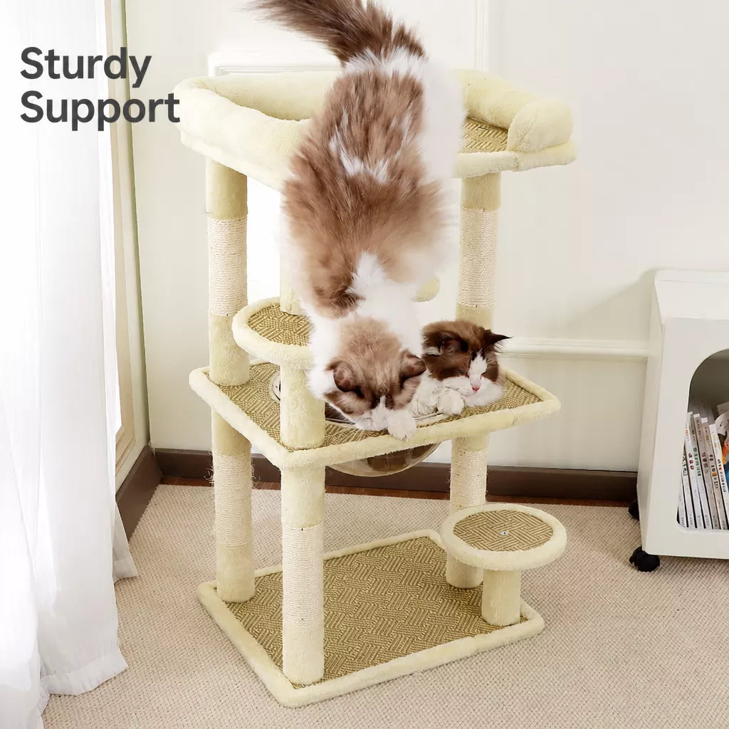 Compact Cat Tree with Space Capsule Hideaway and Perch