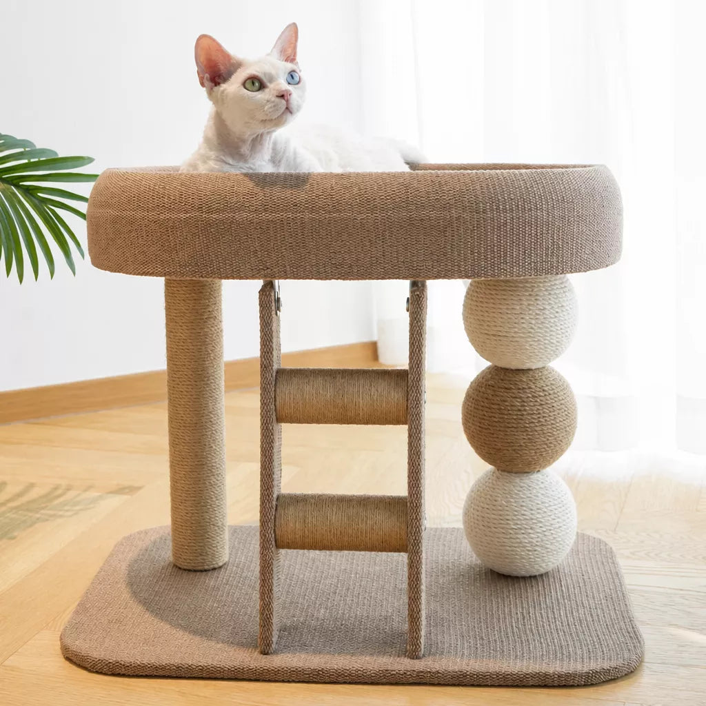 Low-Profile Cat Tree with Sisal Scratching Mat