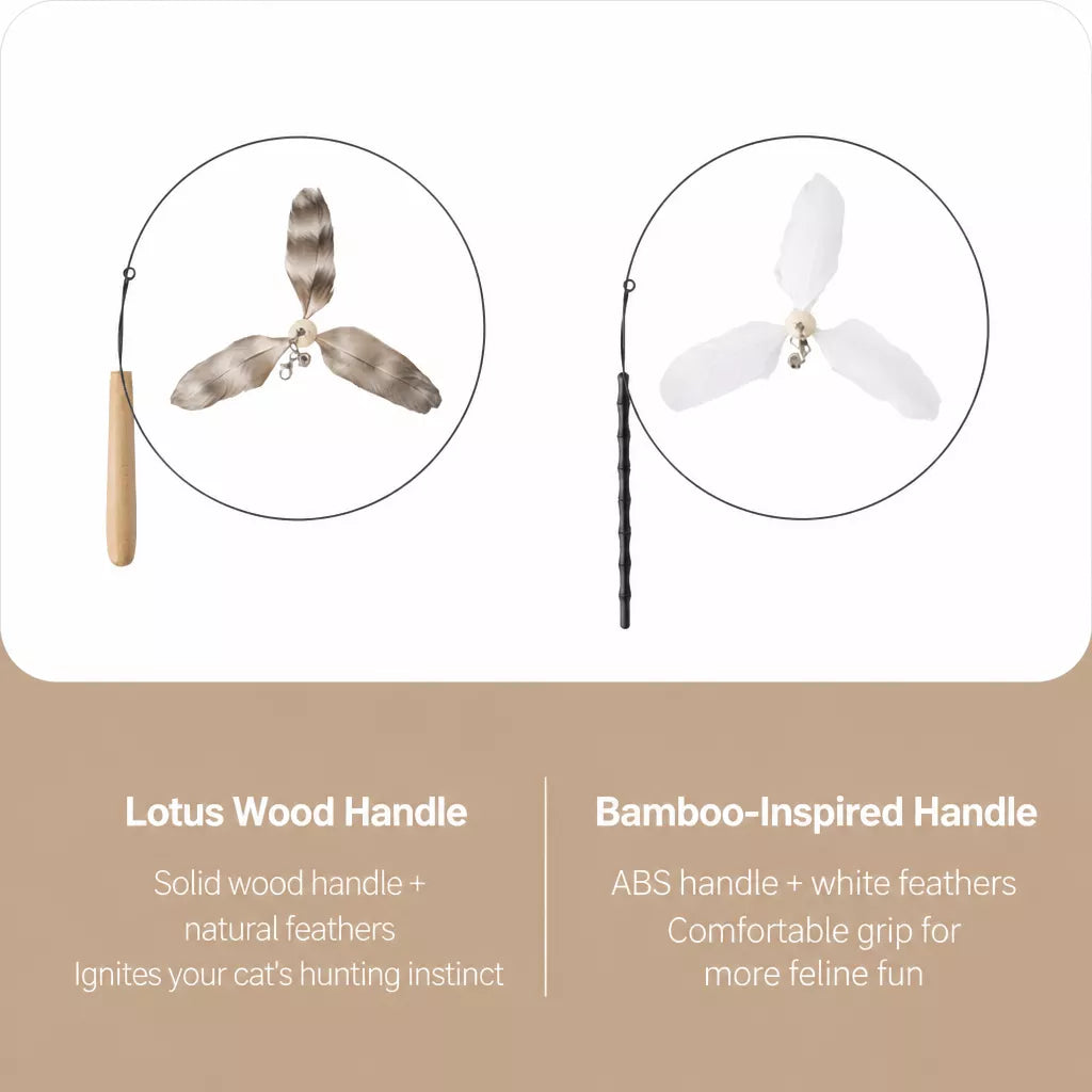 Cat Teaser Wand with Feather Attachments
