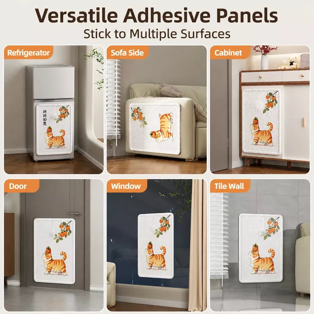 Adhesive Wall-Mounted Cat Scratcher with Braided Cotton Rope