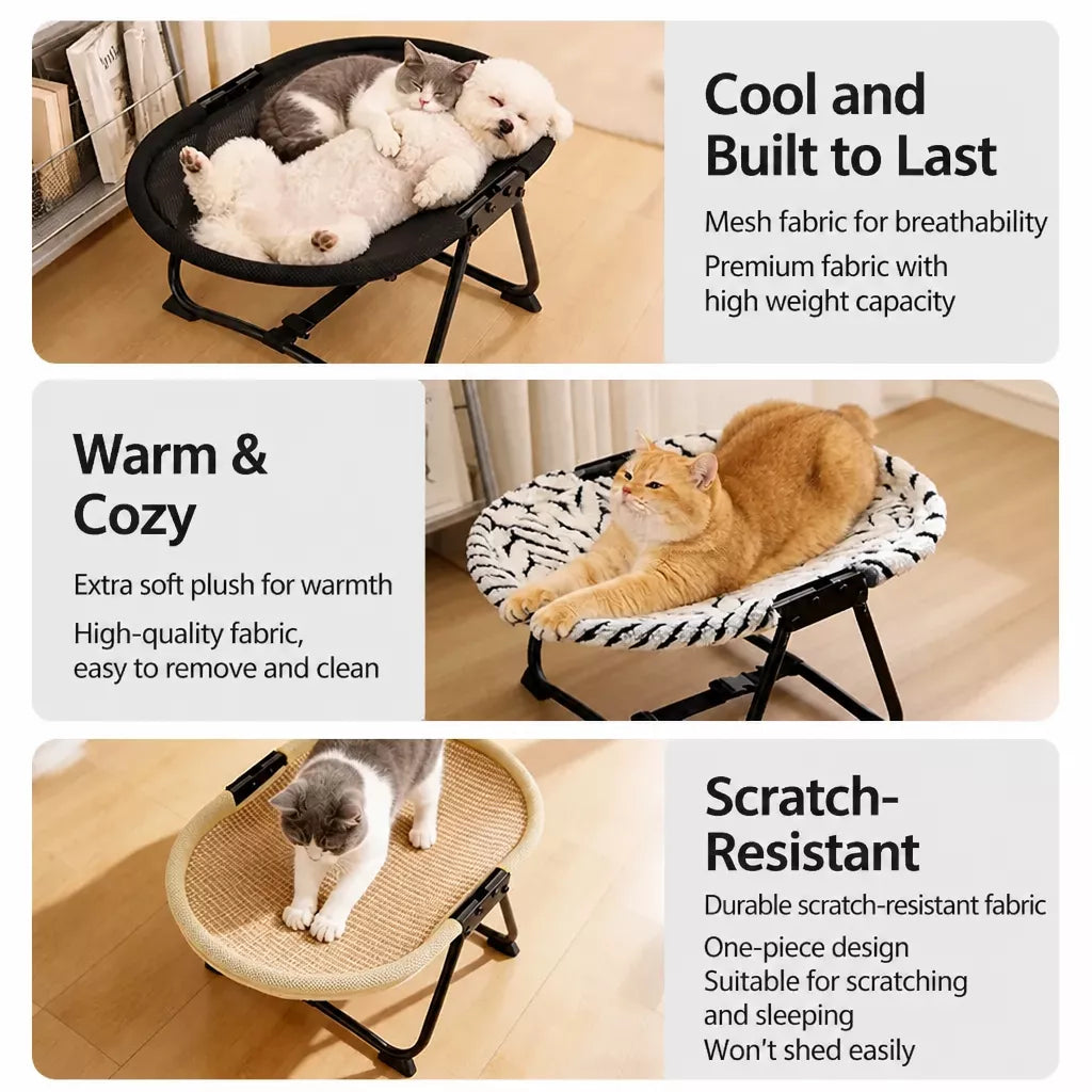 Foldable Elevated Pet Cot for Cats & Dogs