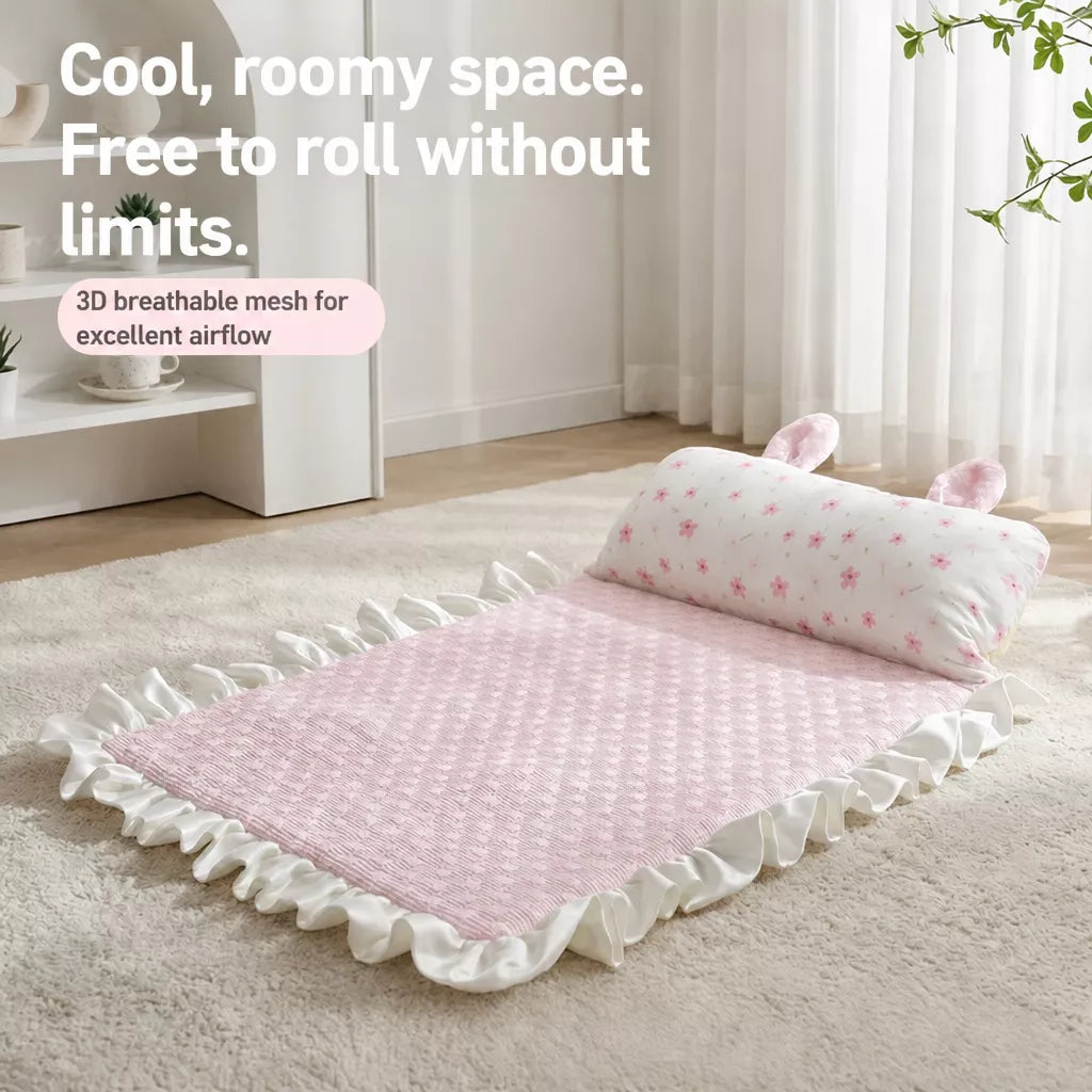 Pet Bed Mat with Bunny-Ear Pillow for Cats and Dogs