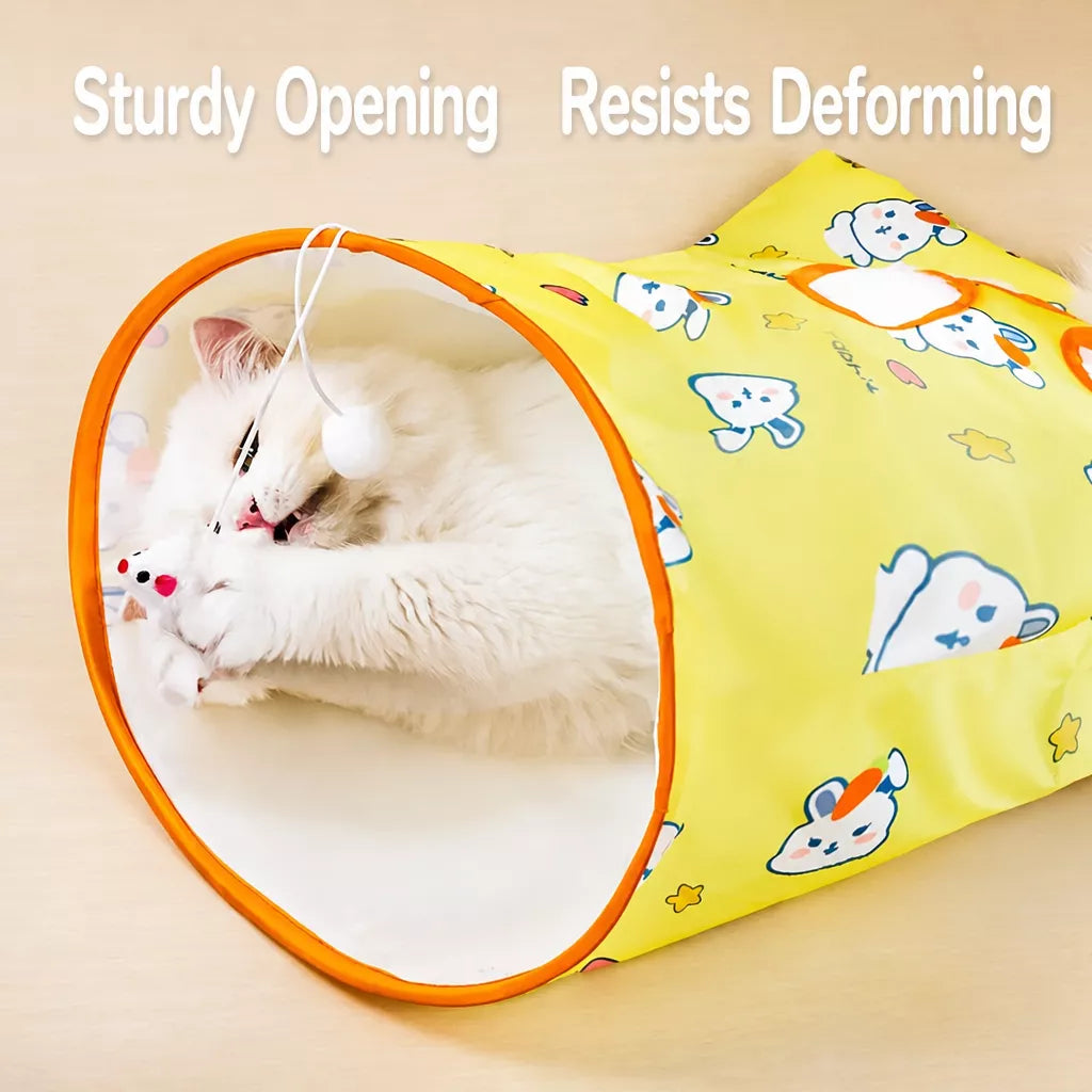 Collapsible Cat Tunnel Toy with Crinkle Paper