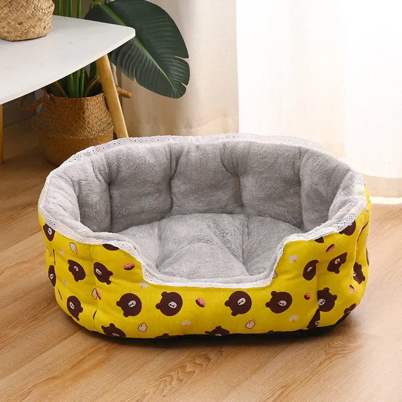 Semi-Enclosed Plush Sofa-Style Pet Bed for Cats and Small Dogs