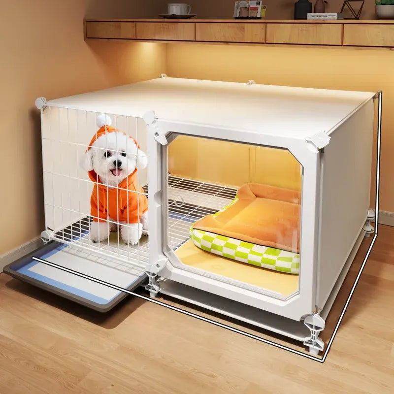 Indoor Iron Dog Crate with Separate Potty Area