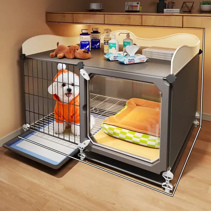 Indoor Iron Dog Crate with Separate Potty Area