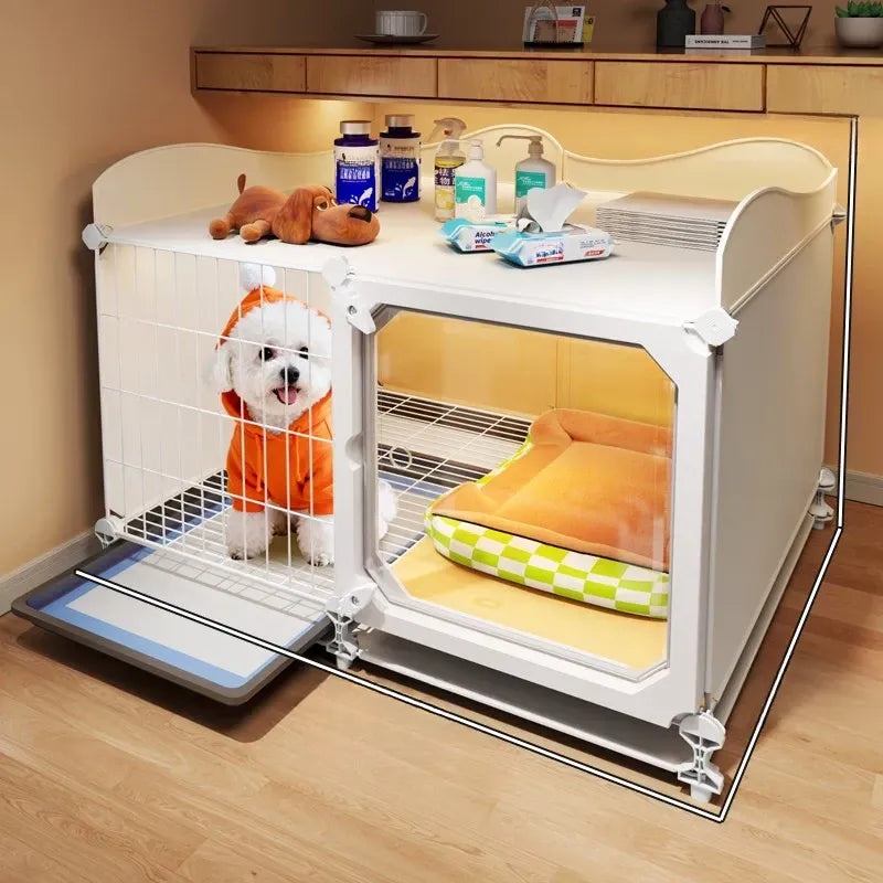 Indoor Iron Dog Crate with Separate Potty Area