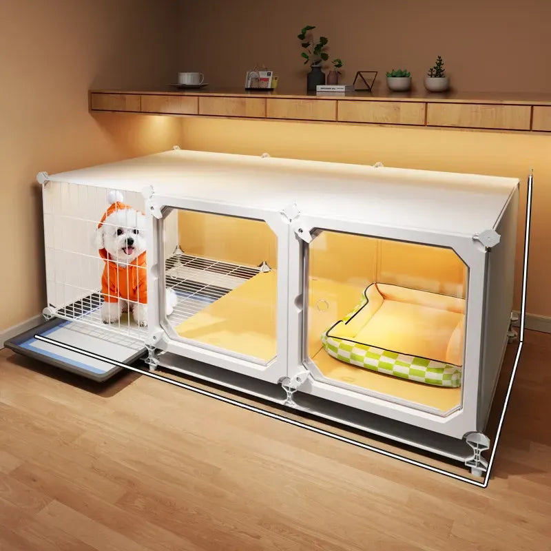 Indoor Iron Dog Crate with Separate Potty Area