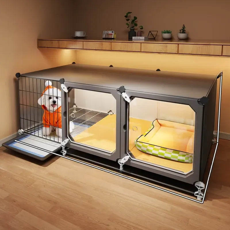 Indoor Iron Dog Crate with Separate Potty Area