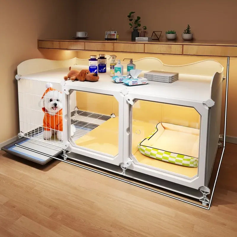 Indoor Iron Dog Crate with Separate Potty Area