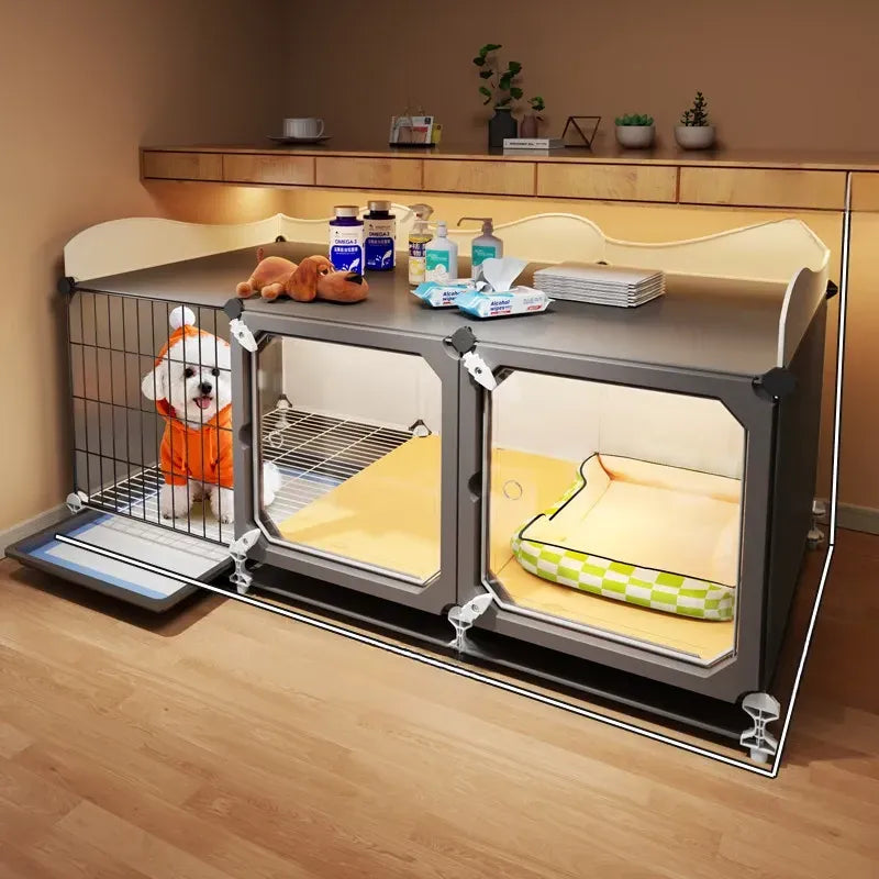 Indoor Iron Dog Crate with Separate Potty Area