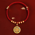 Red Chinese New Year Pet Collar with Decorative Copper Charm
