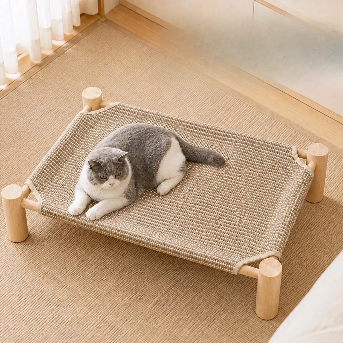 Woven Cat Bed with Scratching Surface
