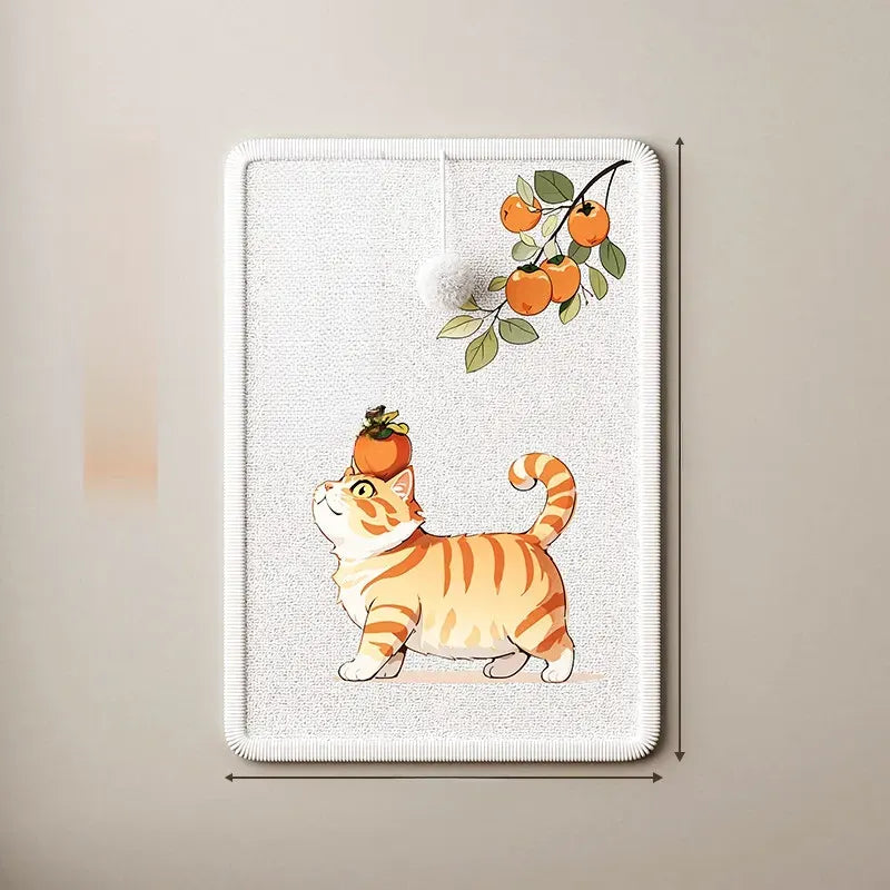 Adhesive Wall-Mounted Cat Scratcher with Braided Cotton Rope