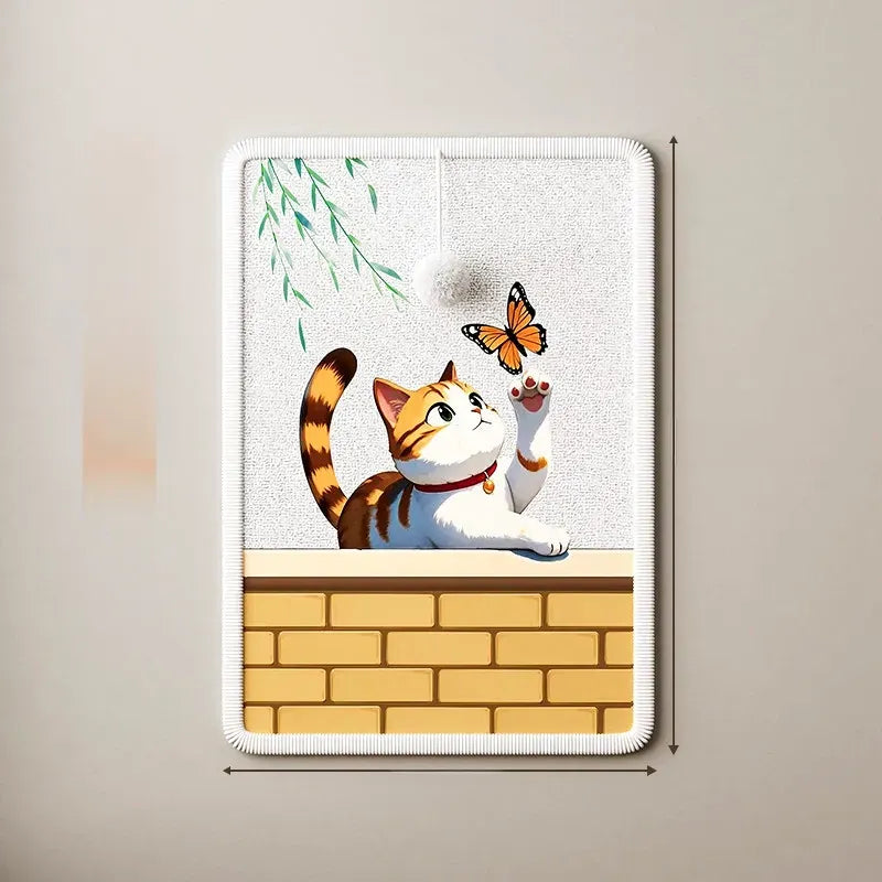 Adhesive Wall-Mounted Cat Scratcher with Braided Cotton Rope