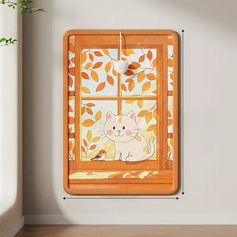 Adhesive Wall-Mounted Cat Scratcher with Braided Cotton Rope