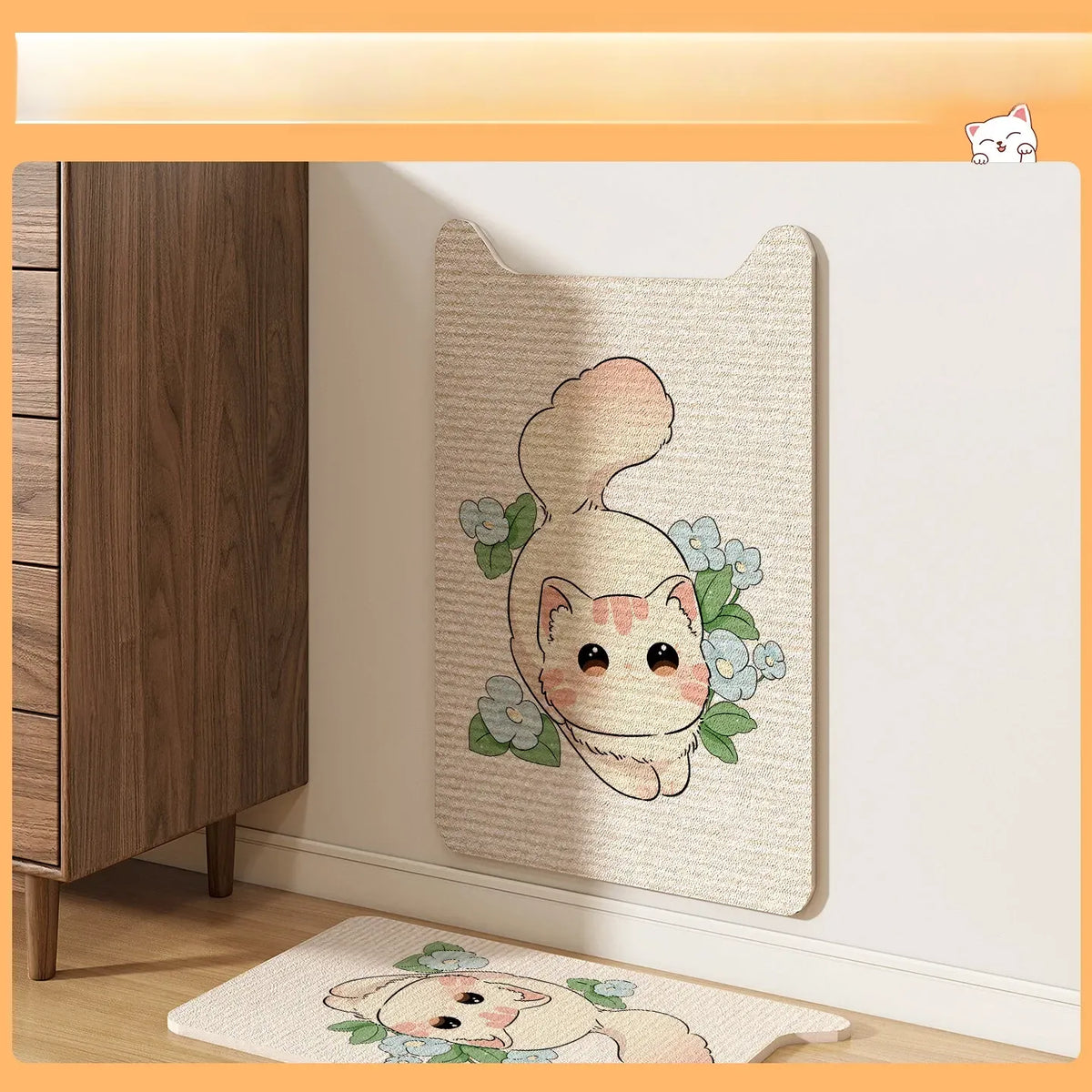 Corner Wall-Mounted Cat Scratcher with Braided Cotton Rope