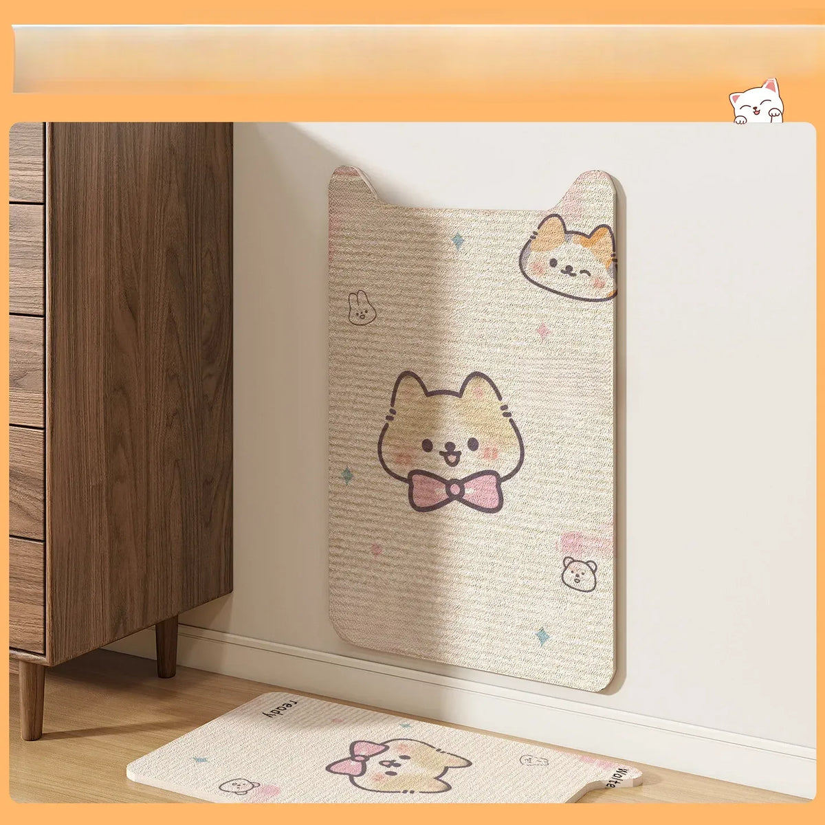 Corner Wall-Mounted Cat Scratcher with Braided Cotton Rope