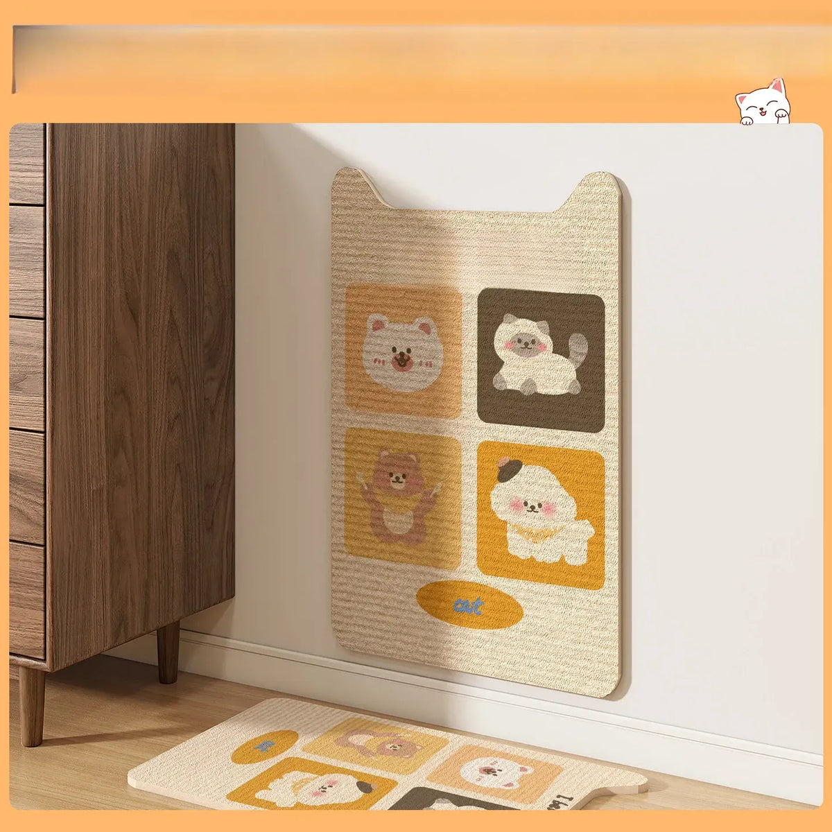 Corner Wall-Mounted Cat Scratcher with Braided Cotton Rope
