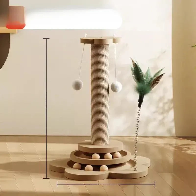 4-in-1 Vertical Cat Scratching Post and Climbing Tower