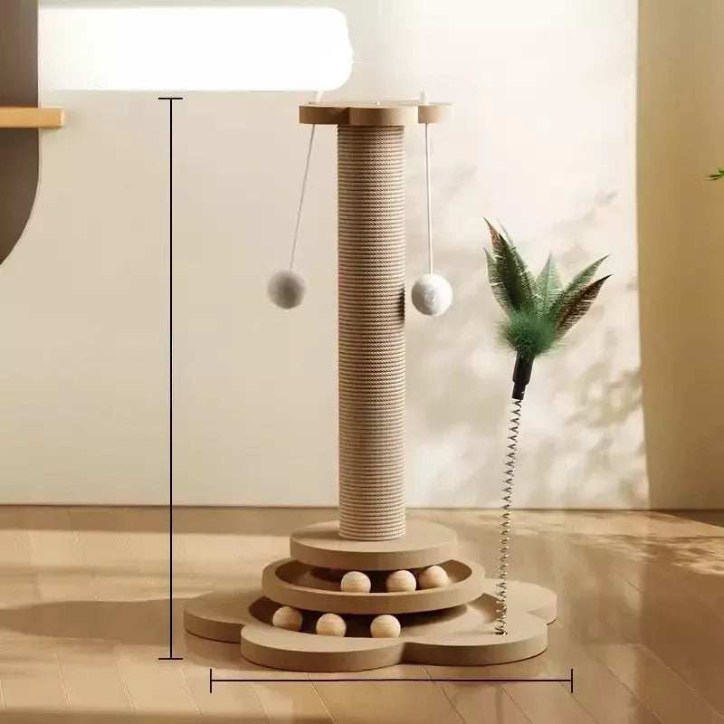 4-in-1 Vertical Cat Scratching Post and Climbing Tower