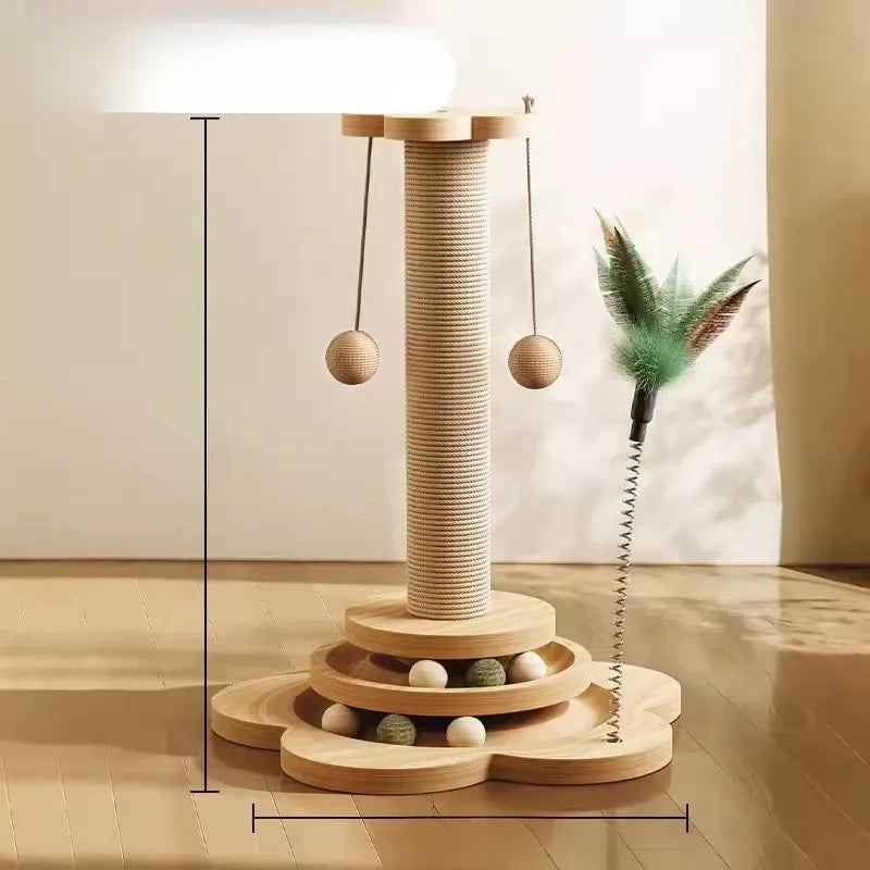 4-in-1 Vertical Cat Scratching Post and Climbing Tower
