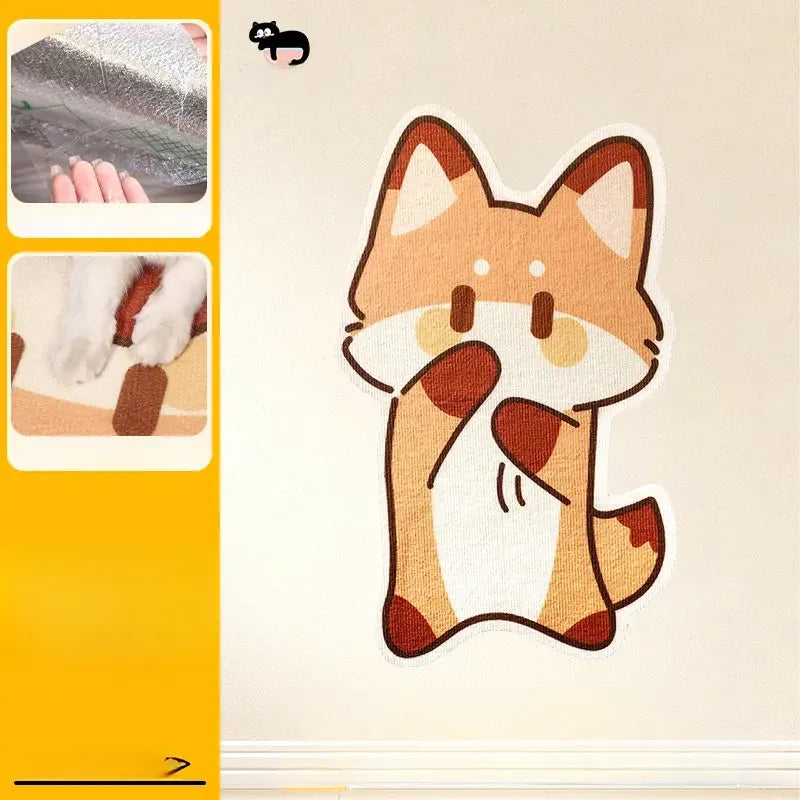 Wall-Mounted Vertical Cat Scratcher with Self-Adhesive Backing
