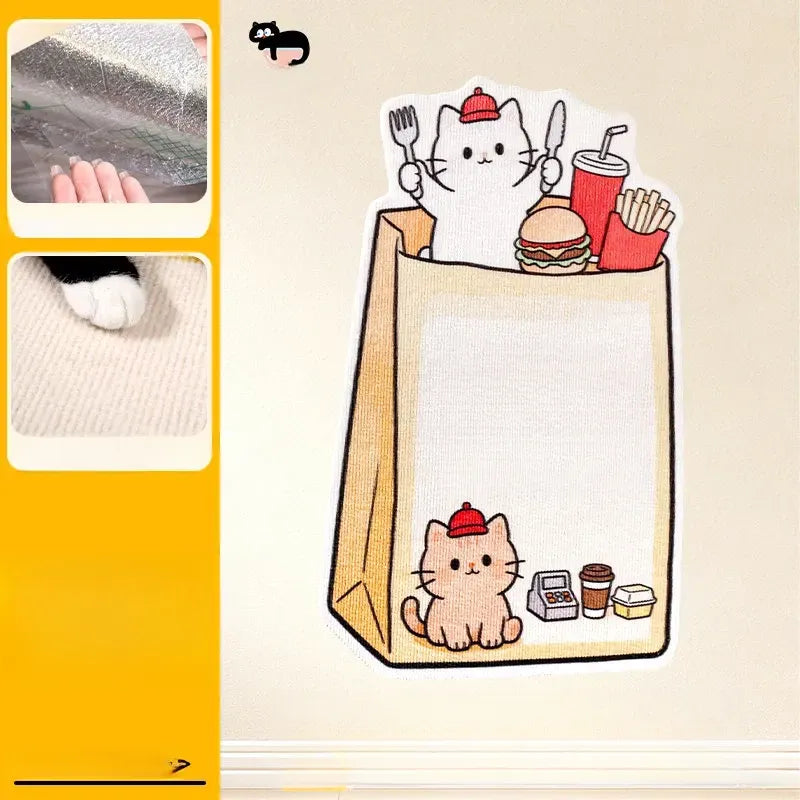 Wall-Mounted Vertical Cat Scratcher with Self-Adhesive Backing