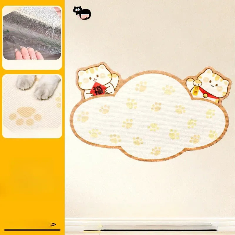 Wall-Mounted Vertical Cat Scratcher with Self-Adhesive Backing