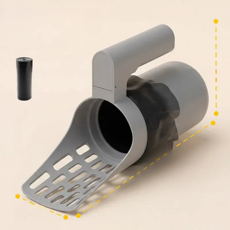 All-in-One Cat Litter Scoop with Bag Roll Holder