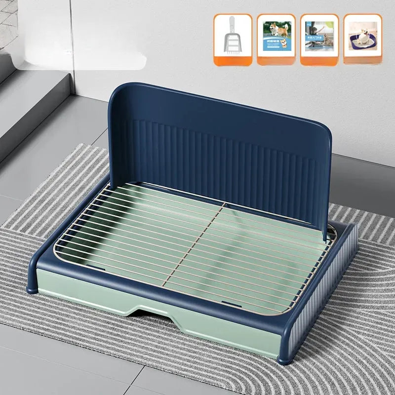 Dog Potty Tray with Back Wall, Wire Grid & Removable Drawer
