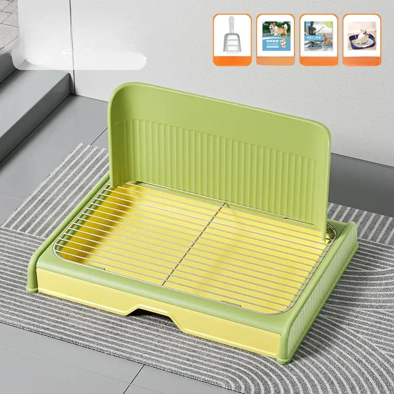 Dog Potty Tray with Back Wall, Wire Grid & Removable Drawer