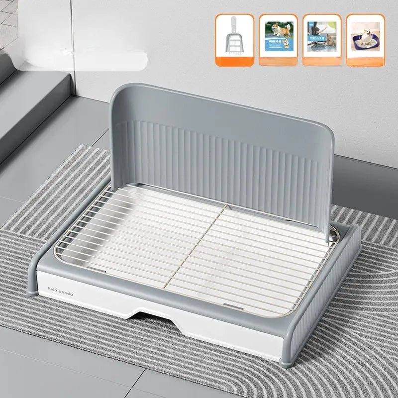 Dog Potty Tray with Back Wall, Wire Grid & Removable Drawer
