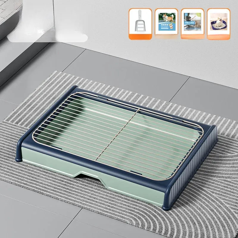 Dog Potty Tray with Back Wall, Wire Grid & Removable Drawer